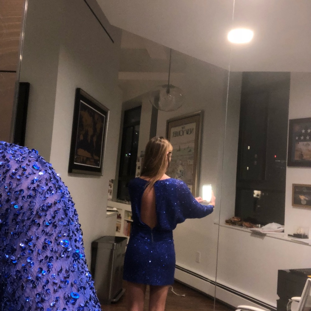 Alice + Olivia cobalt blue sequin party dress!